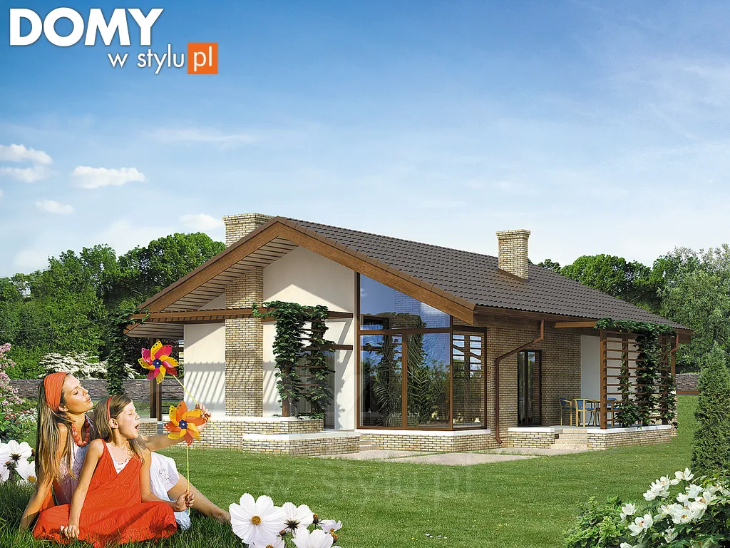 Nowoczesny projekt domu parterowego Lara - wizualizacja frontowa