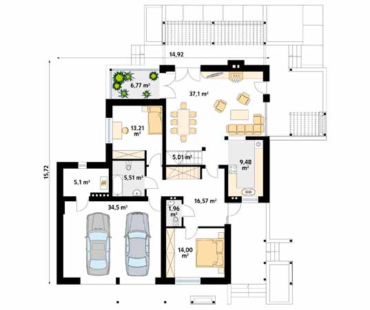 Projekt domu Lara 4 - rzut parteru