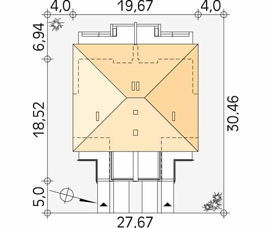 Projekt domu Larus - usytuowanie na działce