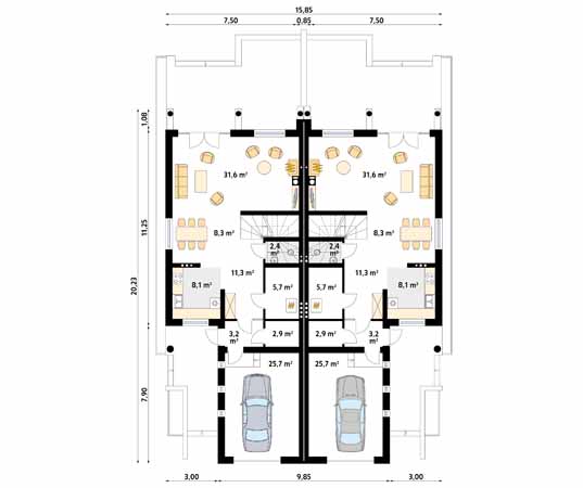 Projekt domu Larus 2 - rzut parteru