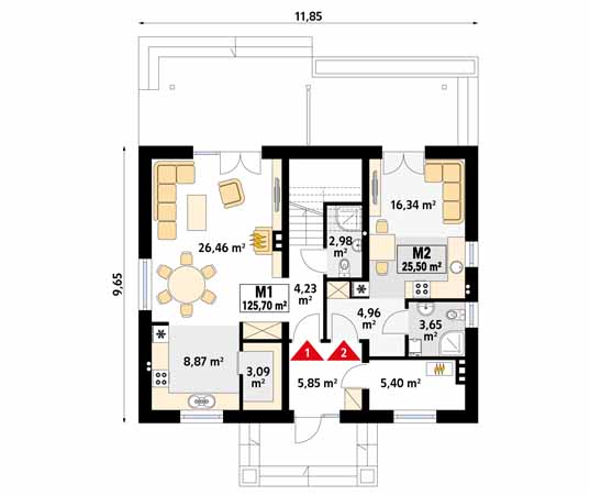 Projekt domu Lawenda - rzut parteru