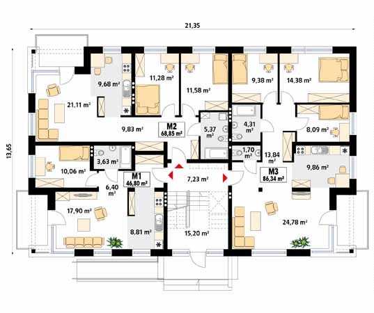 Projekt domu Lazur 2 - rzut parteru