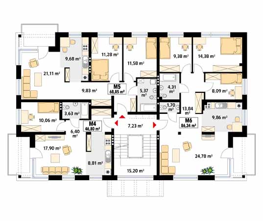 Projekt domu Lazur 2 - rzut piętra