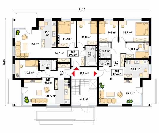 Projekt domu Lazur 3 - rzut parteru