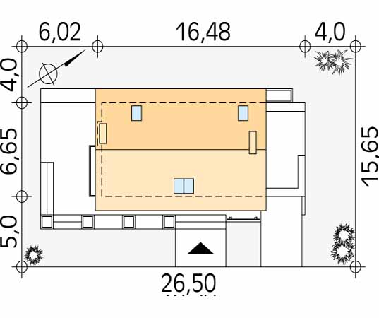 Projekt domu Len - usytuowanie na działce