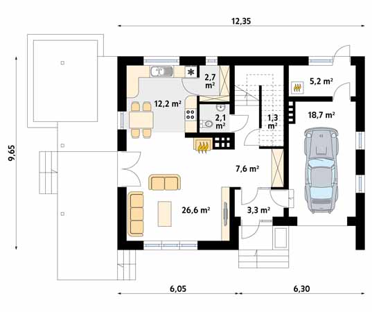 Projekt domu Leo - rzut parteru
