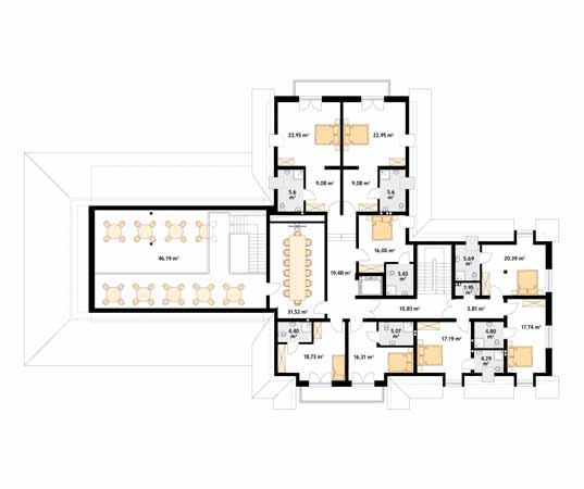 Projekt pensjonatu Libera - rzut poddasza