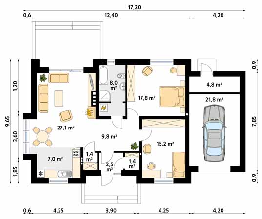 Projekt domu Libra - rzut parteru