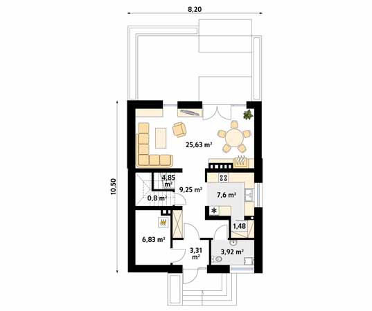 Projekt domu Lilia - rzut parteru