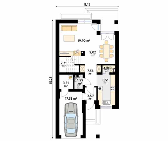 Projekt domu Limba W2 - rzut parteru