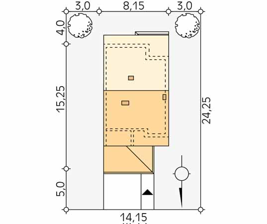 Projekt domu Limba W2 - usytuowanie na działce