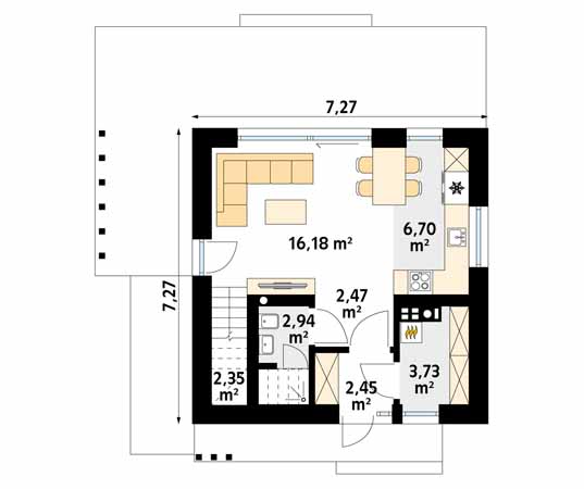 Projekt domu Limonka - rzut parteru