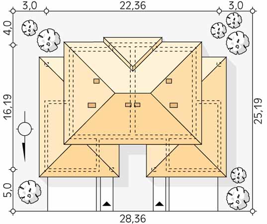 Projekt domu Limonkowy - usytuowanie na działce