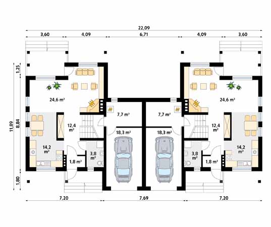 Projekt domu Lira - rzut parteru