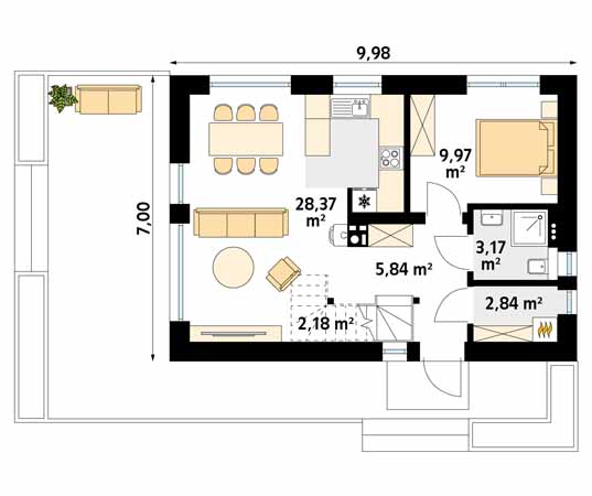 Projekt domu Lisek 2 - rzut parteru