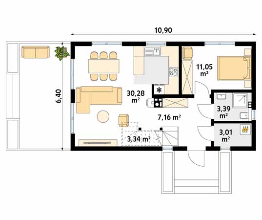 Projekt domu Lisek dr-T - rzut parteru