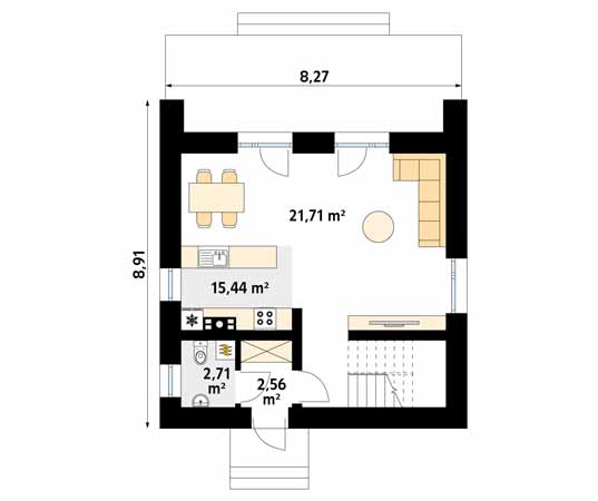Projekt domu Lopra - rzut parteru