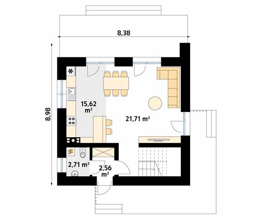 Projekt domu Lopra 3 - rzut parteru