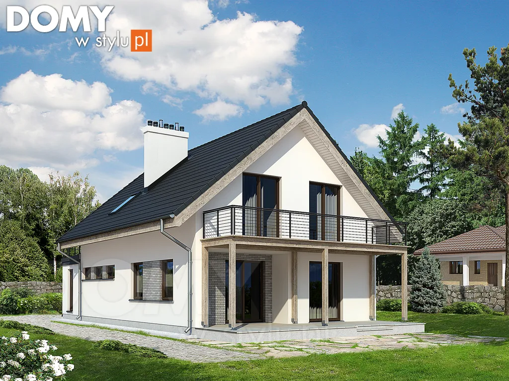 Projekt domu z poddaszem Lotos - wizualizacja frontowa