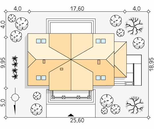 Projekt domu Łubin - usytuowanie na działce