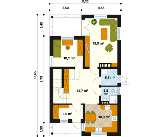 Projekt domu Lupus - rzut parteru