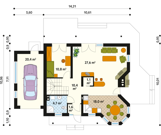 Projekt domu Luśka - rzut parteru