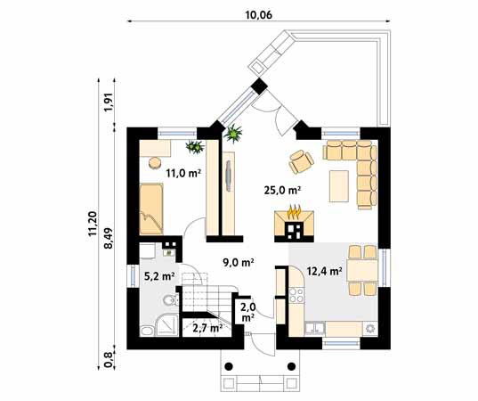 Projekt domu Maciejka - rzut parteru