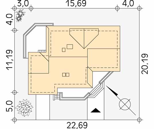 Projekt domu Maczek - usytuowanie na działce