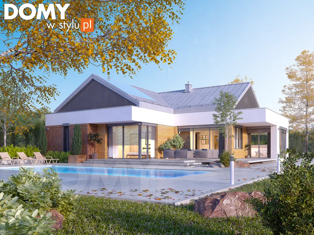 Nowoczesny projekt domu parterowego Madera - wizualizacja frontowa