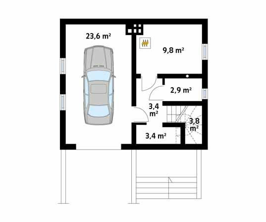 Projekt domu Majka - rzut piwnicy