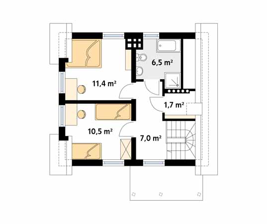 Projekt domu Majka - rzut poddasza