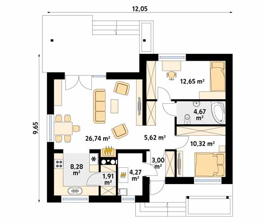 Projekt domu Mak - rzut parteru