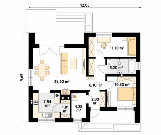 Projekt domu Mak 2 - rzut parteru