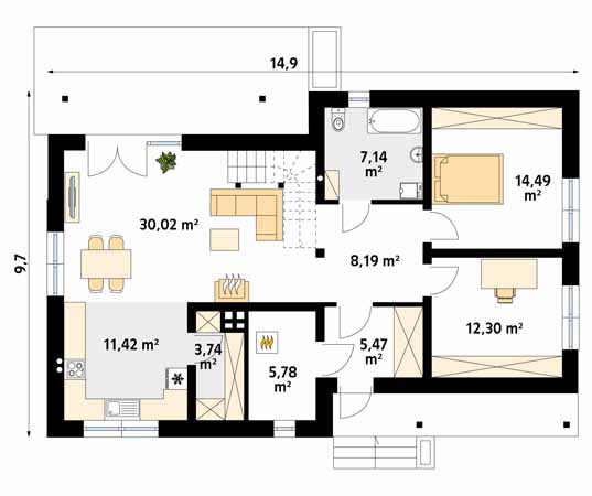 Projekt domu Mak 4 - rzut parteru