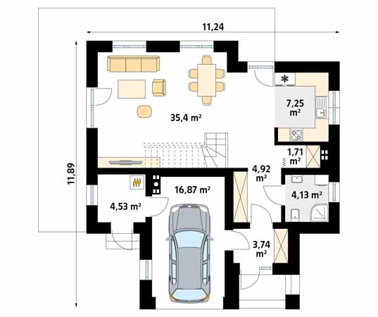 Projekt domu Malachit - rzut parteru