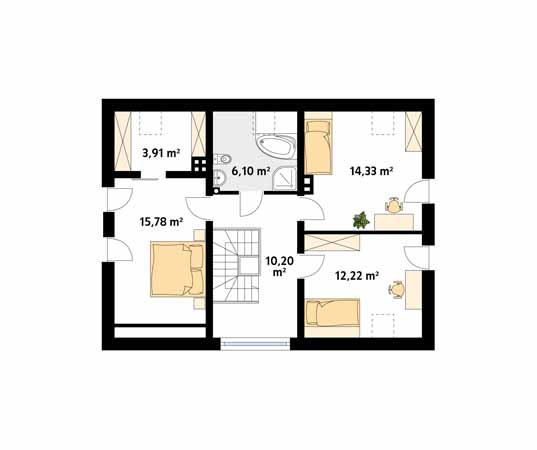 Projekt domu Malina - rzut poddasza