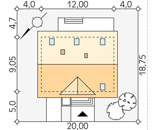 Projekt domu Malina - usytuowanie na działce