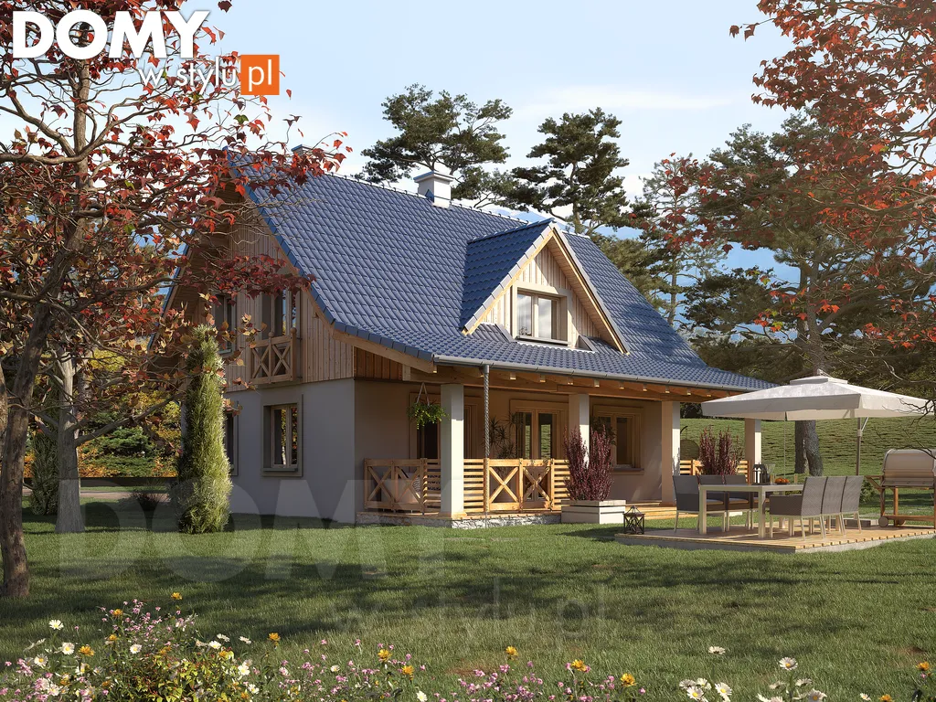 Projekt domu z poddaszem Malinowy - wizualizacja frontowa