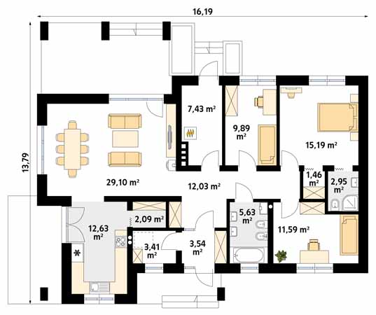 Projekt domu Malmo 3 - rzut parteru