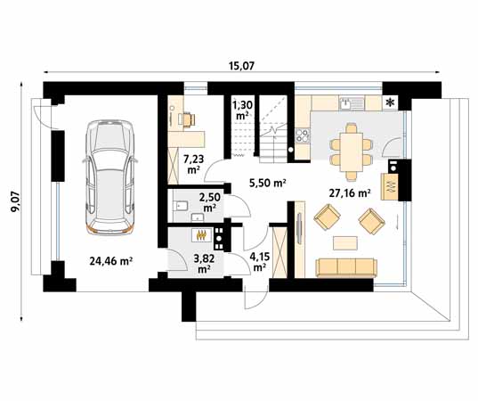 Projekt domu Malutki 11 - rzut parteru