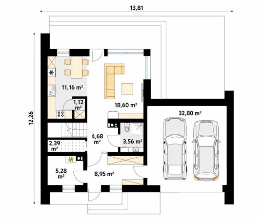 Projekt domu Malutki 4 - rzut parteru