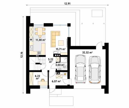 Projekt domu Malutki 6 - rzut parteru