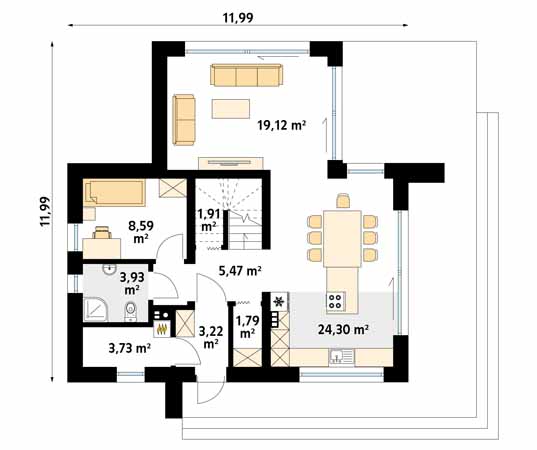 Projekt domu Malutki 7 - rzut parteru