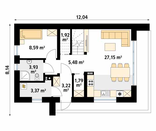 Projekt domu Malutki 8 - rzut parteru