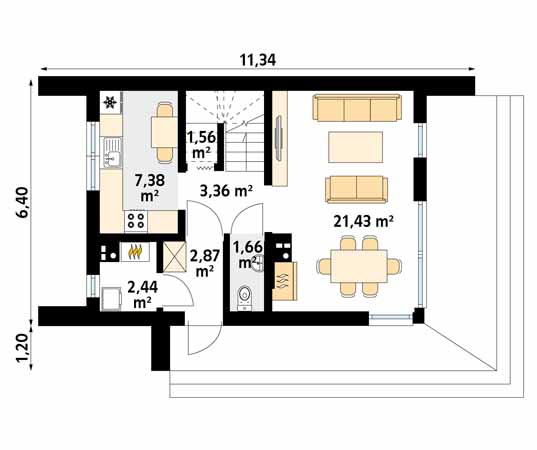 Projekt domu Malutki dr-S - rzut parteru