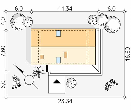 Projekt domu Malutki dr-S - usytuowanie na działce