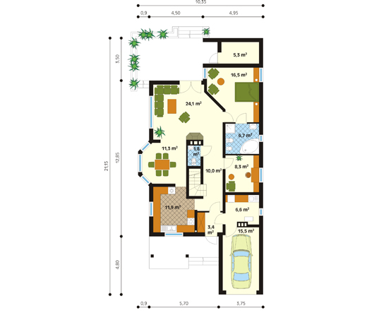 Projekt domu Malwa 2 - rzut parteru