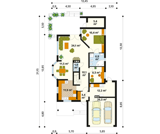 Projekt domu Malwa 3 - rzut parteru