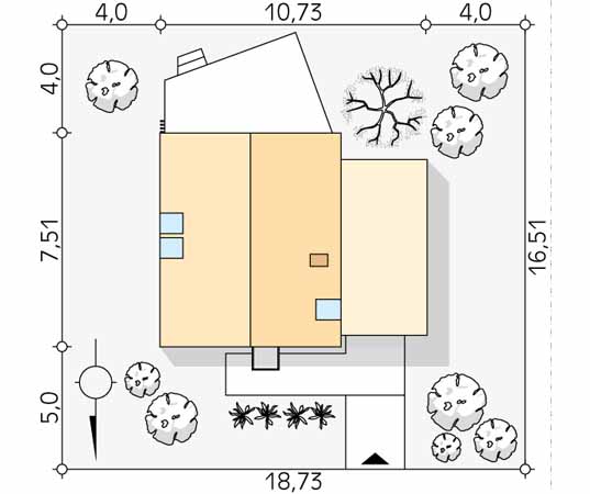Projekt domu Mandarynka - usytuowanie na działce