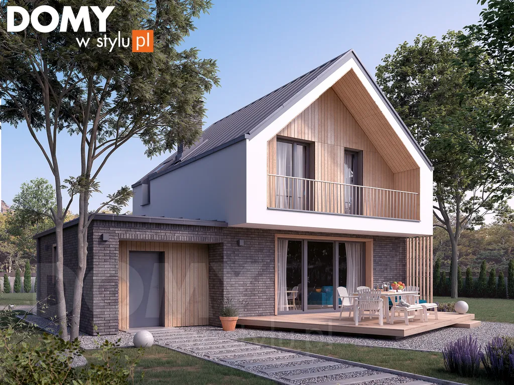Nowoczesny projekt domu z poddaszem Mandarynka - wizualizacja frontowa